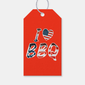 Étiquettes-cadeau J'aime le barbecue, patriotique américain
