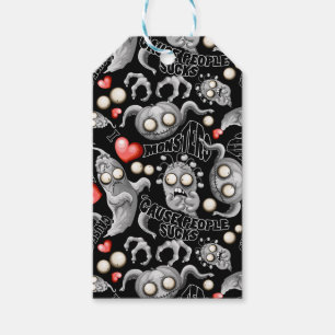 Étiquettes-cadeau J'aime les monstres parce que les gens aiment les 