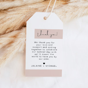 Étiquettes-cadeau JALAINE Blush Moderne Bloc de Couleur Merci