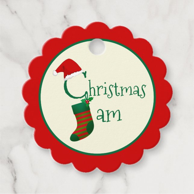 Étiquettes Cadeau Jam de Noël Festif Whimsical Écrire Sur Cadeau (Devant)