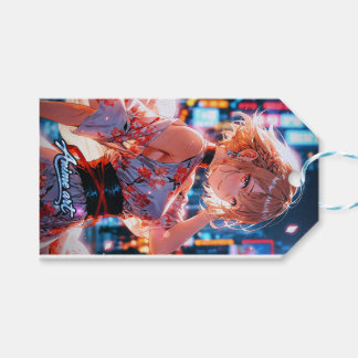 Étiquettes-cadeau Japanese Cyberpunk Anime Girl Poster | Neon City