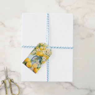 Étiquettes-cadeau Jar à fleurs de citron d'été