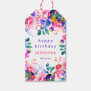 Étiquettes-cadeau Jardin Aquarelle Florale N'importe quel âge Joyeux