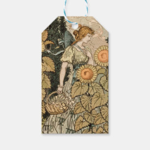 Étiquettes-cadeau Jardin Art Nouveau de tournesol Femme Grasset