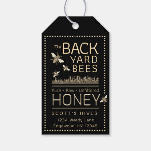 Étiquettes-cadeau Jardin Bees Honey Jar Neck Balise Noir