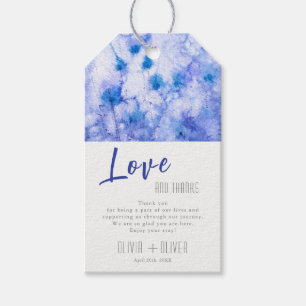 Étiquettes-cadeau Jardin bleu hivernal Mariage Amour et Remerciement