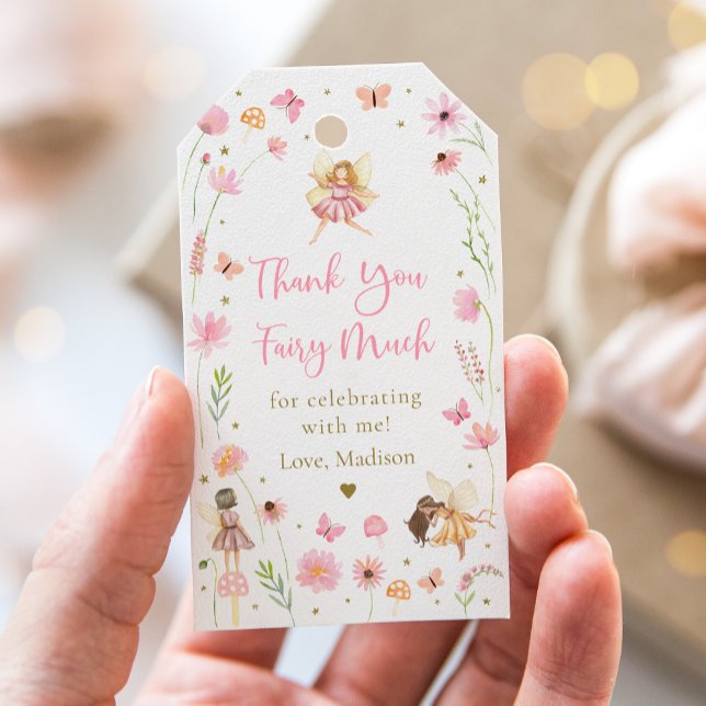 Étiquettes-cadeau Jardin de fées magiques Floral Merci d'anniversair (Créateur téléchargé)