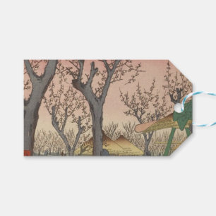 Étiquettes-cadeau Jardin de prune fleuri d'arbre japonais