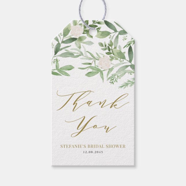 Étiquettes-cadeau Jardin et Fleurs Blanches Mariage Doré (Devant)