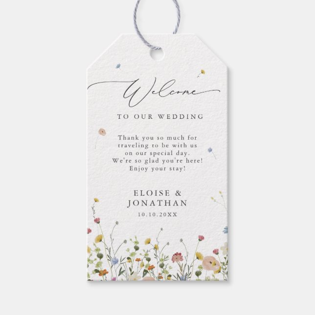 Étiquettes-cadeau Jardin Fleur sauvage de printemps Floral minimalis (Devant)