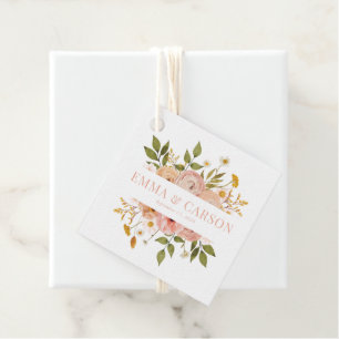 Étiquettes Cadeau Jardin fleuri rose pâle réception de mariage