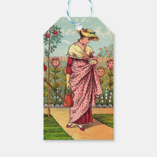 Étiquettes-cadeau Jardin Fleurir Femme Art Antique