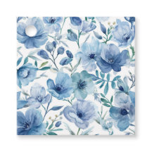 Jardin floral aquarelle botanique bleu