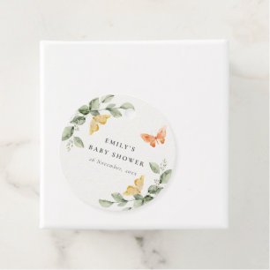 Étiquettes Cadeau Jardin Jaune mignon Baby shower de Papillons