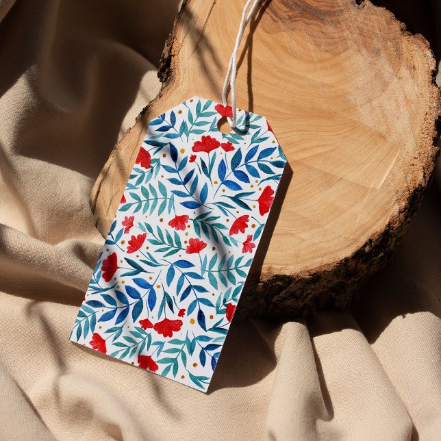 Étiquettes-cadeau Jardin magique - rouge et turquoise (Créateur téléchargé)