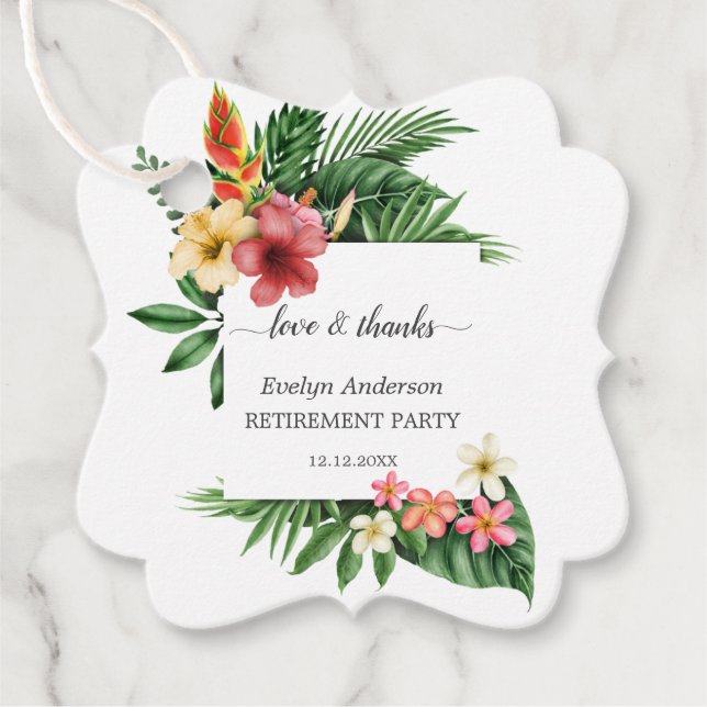 Étiquettes Cadeau Jardin tropical luxuriant Fleur fleurie Parti de r (Devant)