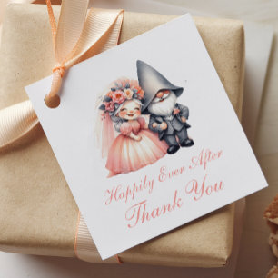 Étiquettes Cadeau Jardin Whimsical Gnome Orange Mariage Merci