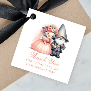 Étiquettes Cadeau Jardin Whimsical Gnome Orange Mariage Merci