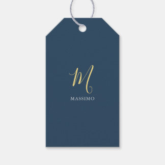 Étiquettes-cadeau Jasmin Monogramme Gris Ardoise Nom Spécial Cadeau