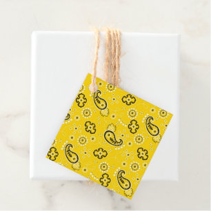 Étiquettes Cadeau Jaune Bandana Moderne Cowboy Chevaux de Rodéo Occi