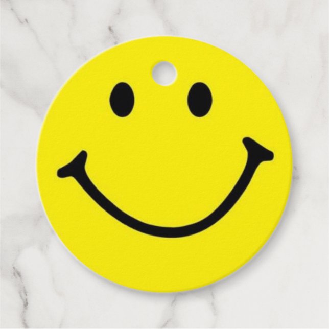 Étiquettes Cadeau Jaune brillant et joyeux visage souriant (Devant)