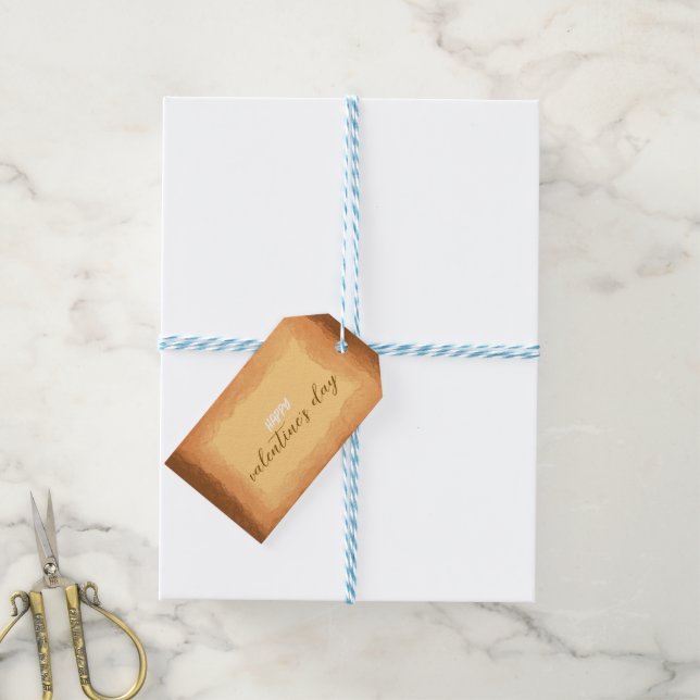 Étiquettes-cadeau Jaune - Brown Saint Valentin (Avec de laficelle)