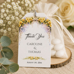 Étiquettes-cadeau Jaune Canari Freesia Romantique Floral Mariage