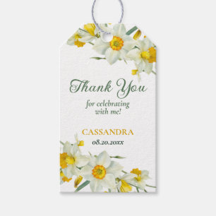 Étiquettes-cadeau Jaune Daffodique Blanc Rustique Floral Anniversair