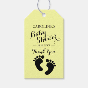 Étiquettes-cadeau JAUNE Personnalisée Pieds bébé GARÇON FILLE Douche