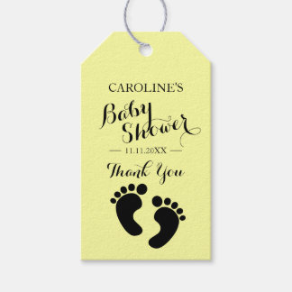 Étiquettes-cadeau JAUNE Personnalisée Pieds bébé GARÇON FILLE Douche