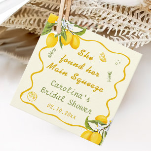 Étiquettes Cadeau Jaune Vert Fête de Mariage au Citron Squeeze Princ