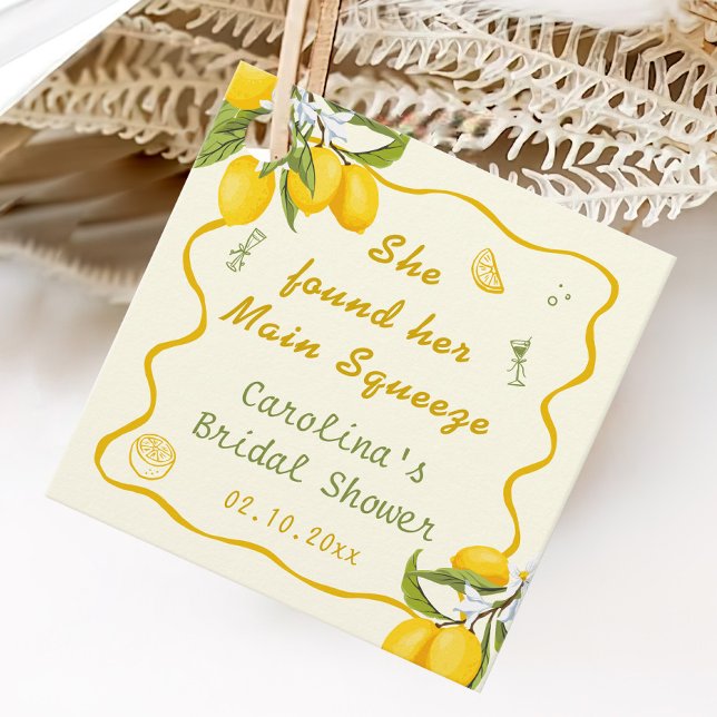 Étiquettes Cadeau Jaune Vert Fête de Mariage au Citron Squeeze Princ (Créateur téléchargé)