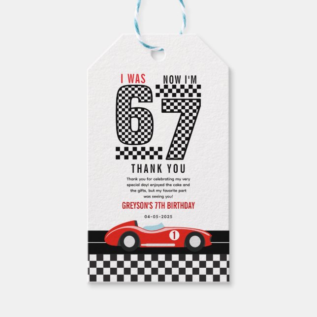 Étiquettes-cadeau J'avais 6 ans maintenant j'ai 7 ans garçon de voit (Devant)