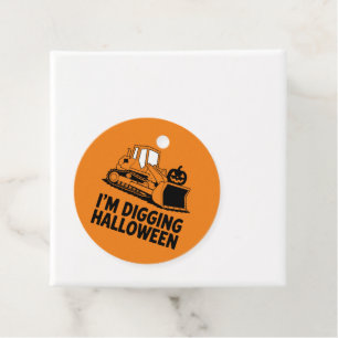 Étiquettes Cadeau Je creuse Halloween Citrouille Tracteur Visage enf