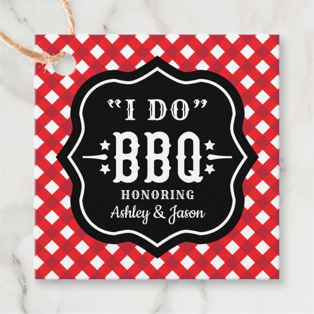 Étiquettes Cadeau Je fais BBQ Red En vichy mariage personnalisé (Devant)