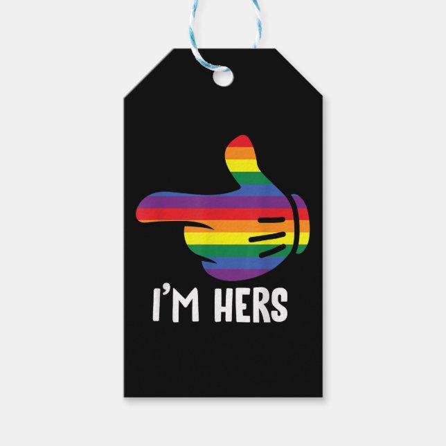 Étiquettes-cadeau Je suis Hers Rainbow Lesbian Couple Funny LGBT Pri (Devant)