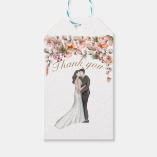 Étiquettes-cadeau Je t'aime aquarelle mariage floral élégant mignon