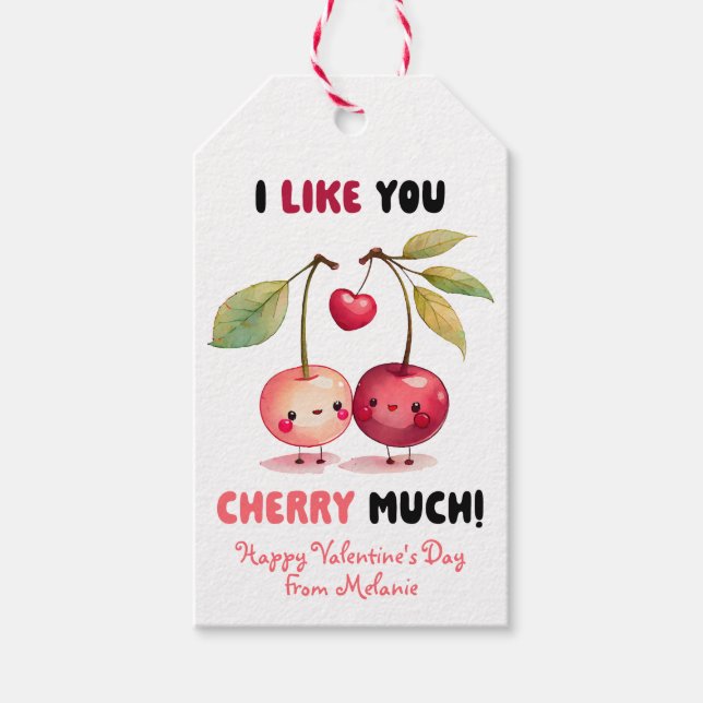 Étiquettes-cadeau Je t'aime Cherry Beaucoup de classe Saint-Valentin (Devant)