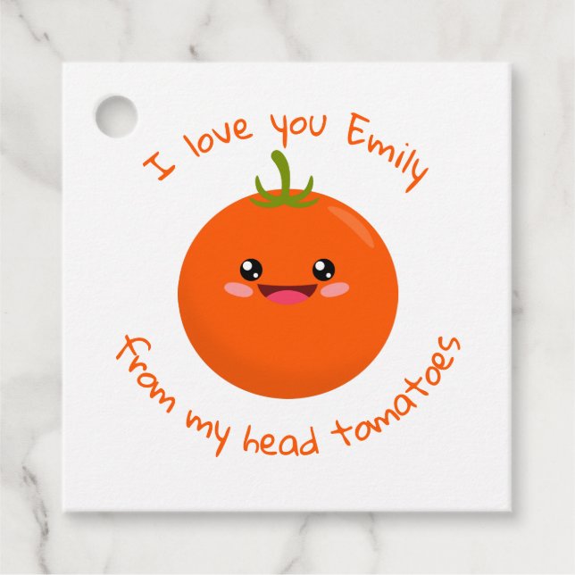 Étiquettes Cadeau Je T'Aime De Ma Tête Tomates Drôle Pun (Devant)