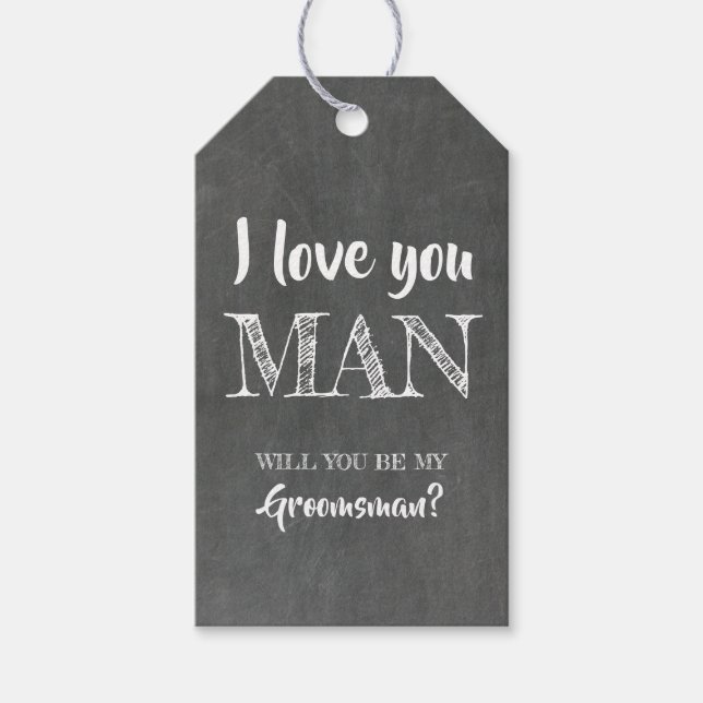 Étiquettes-cadeau Je T'Aime Homme Groomsman Drôle (Devant)