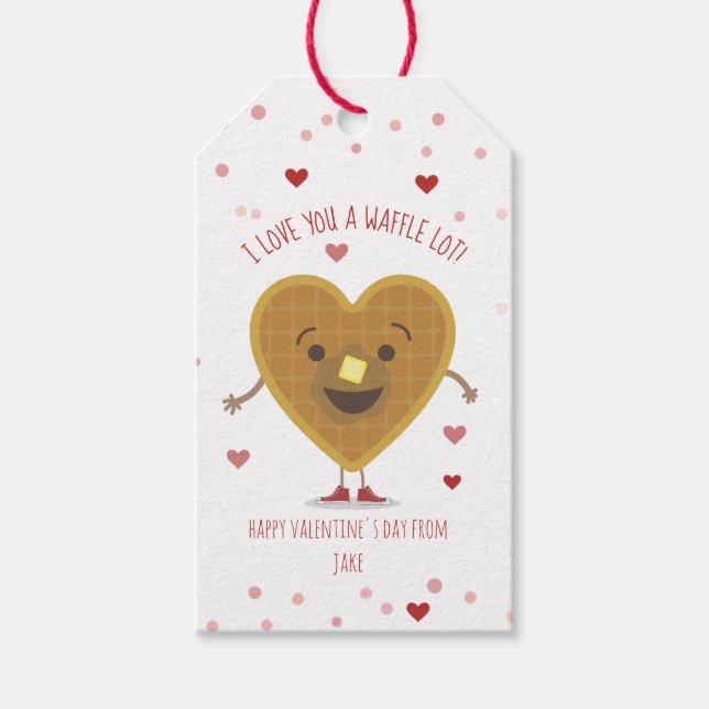 Étiquettes-cadeau Je T'Aime Une gaufre Lot Coeur Enfants Valentine (Devant)