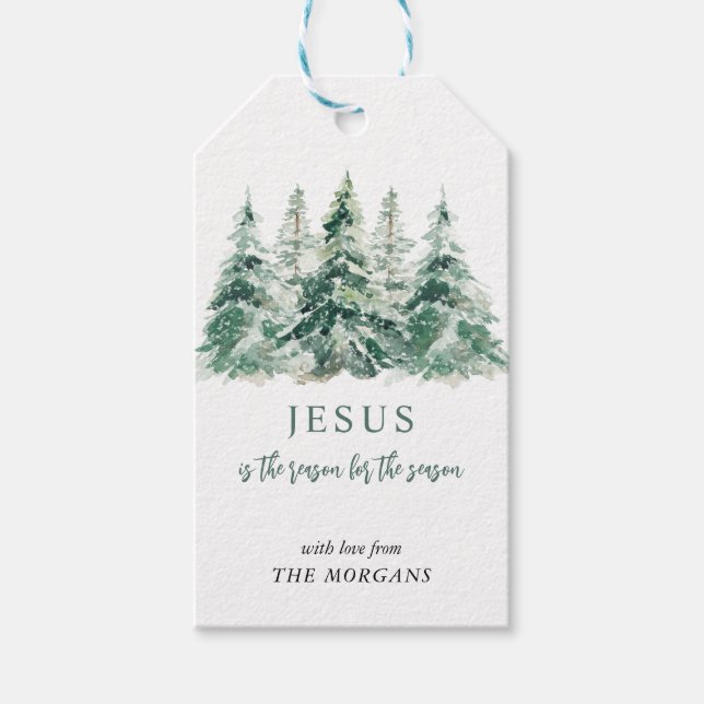 Étiquettes-cadeau Jésus est la raison de la saison Arbre de Noël (Devant)