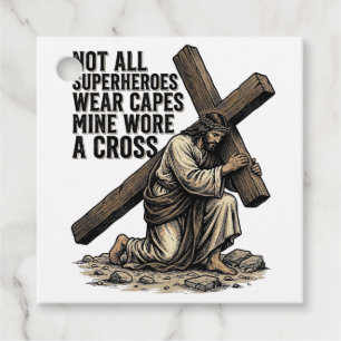 Étiquettes Cadeau Jésus portant la Croix Christianisme Vintage
