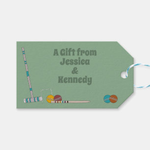 Étiquettes-cadeau Jeu de Croquet Jade Green Personnalisé