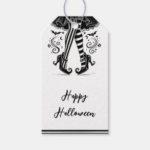 Étiquettes-cadeau Jeu d'Halloween blanc et noir