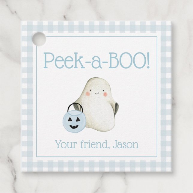 Étiquettes Cadeau Jeu d'Halloween ou Treat Kids Blue (Devant)