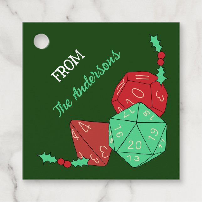 Étiquettes Cadeau Jeu RPG Dice, Conseil, Jeux d'Imaginaire Noël (Devant)