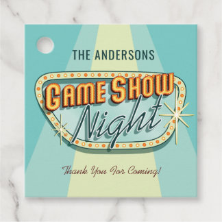 Étiquettes Cadeau Jeu Show Night Party Favoriser Tags