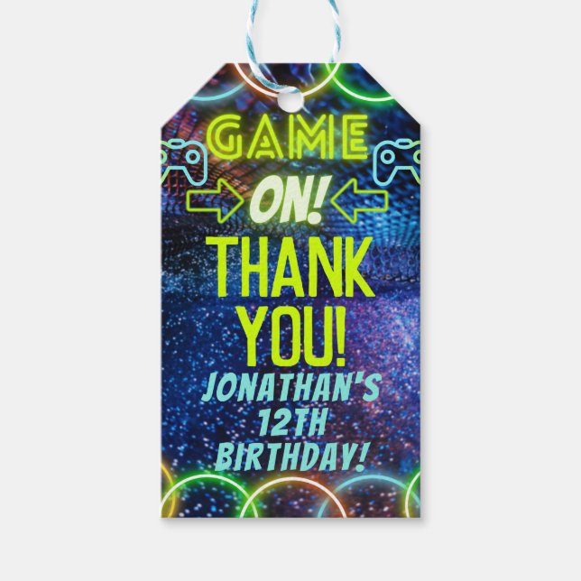 Étiquettes-cadeau Jeu Sur Jeu Anniversaire Fête Merci Favoriser (Devant)