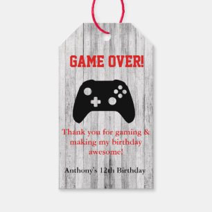 Étiquettes-cadeau Jeu terminé... Balise Favor du Merci de jeu vidéo